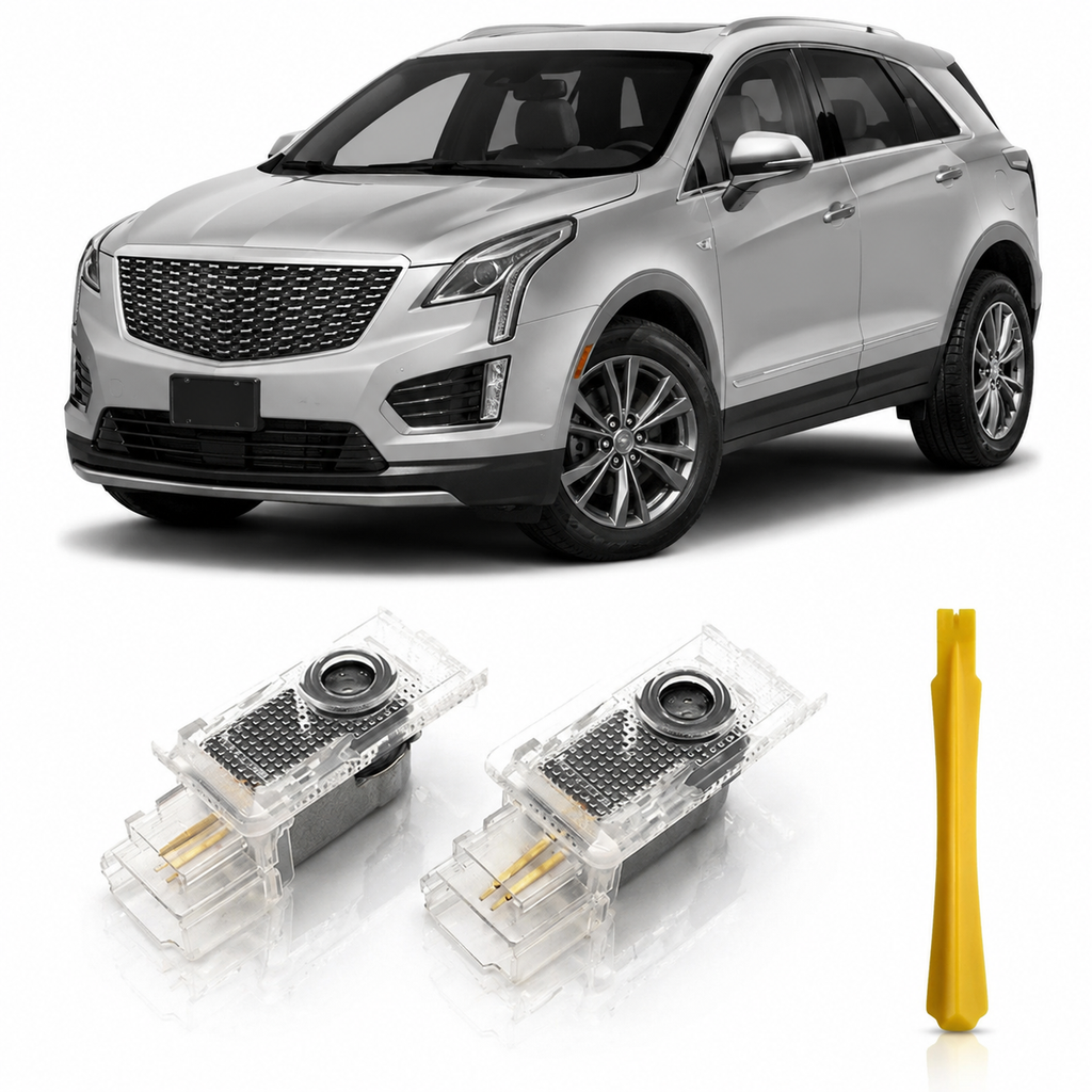 2Pcs HD LED Car Door Logo Projector Lights, Never Fade Welcome Puddle Lights Compatible with Cadillac, 3D Shadow Accessories