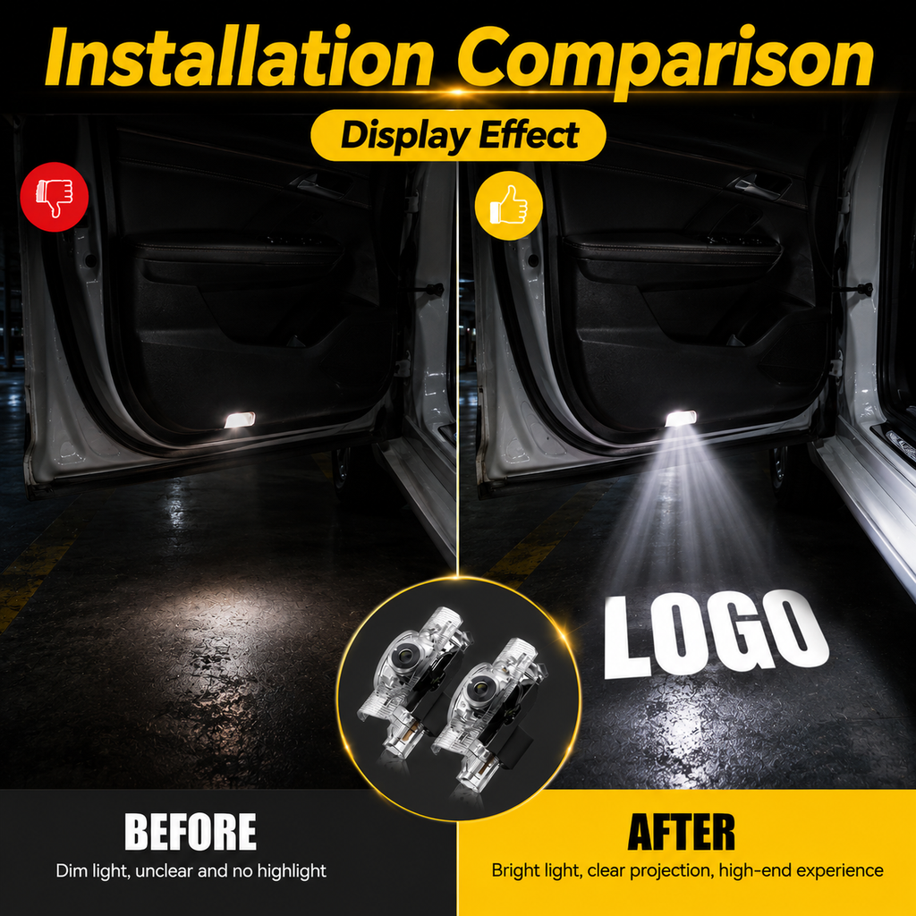 2Pcs HD LED Car Door Logo Projector Lights, Never Fade Welcome Puddle Lights Compatible with Toyota, 3D Shadow Accessories