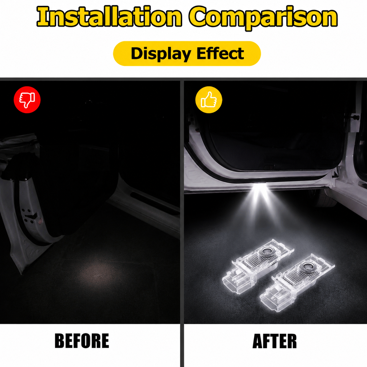 2Pcs HD LED Car Door Logo Projector Lights, Never Fade Welcome Puddle Lights Compatible with Cadillac, 3D Shadow Accessories