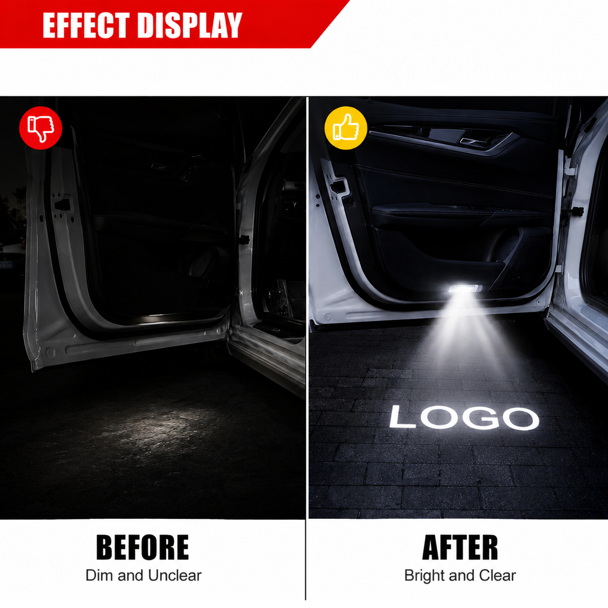 2Pcs HD LED Car Door Logo Projector Lights, Never Fade Welcome Puddle Lights Compatible with BMW, 3D Shadow Door Accessories