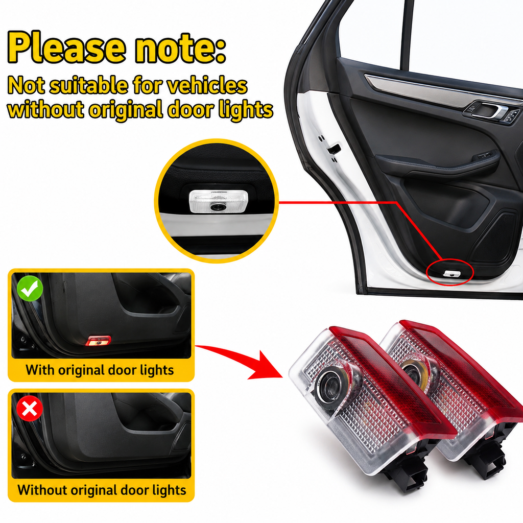 2Pcs HD LED Car Door Logo Projector Lights, Never Fade Welcome Puddle Lights Compatible with Mercedes-Benz, 3D Shadow Accessories