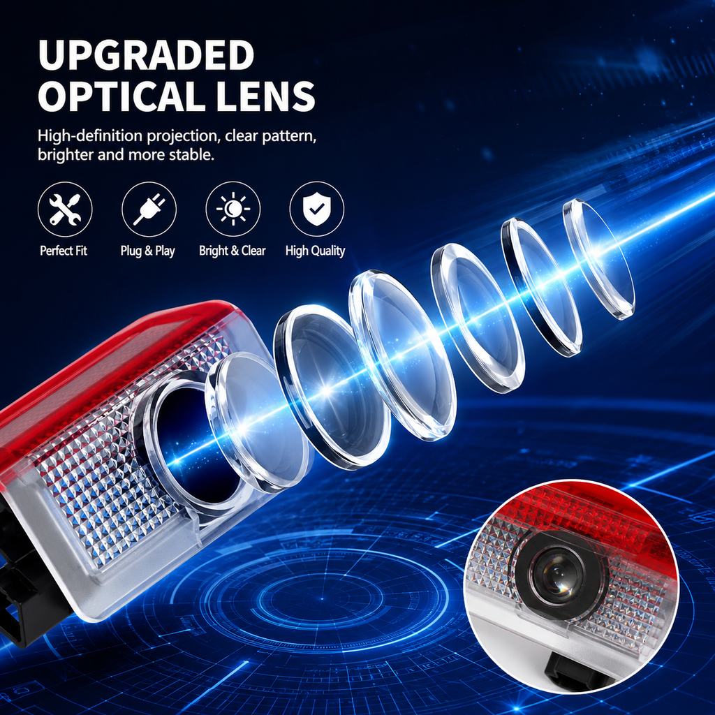 2Pcs HD LED Car Door Logo Projector Lights, Never Fade Welcome Puddle Lights Compatible with Mercedes-Benz, 3D Shadow Accessories