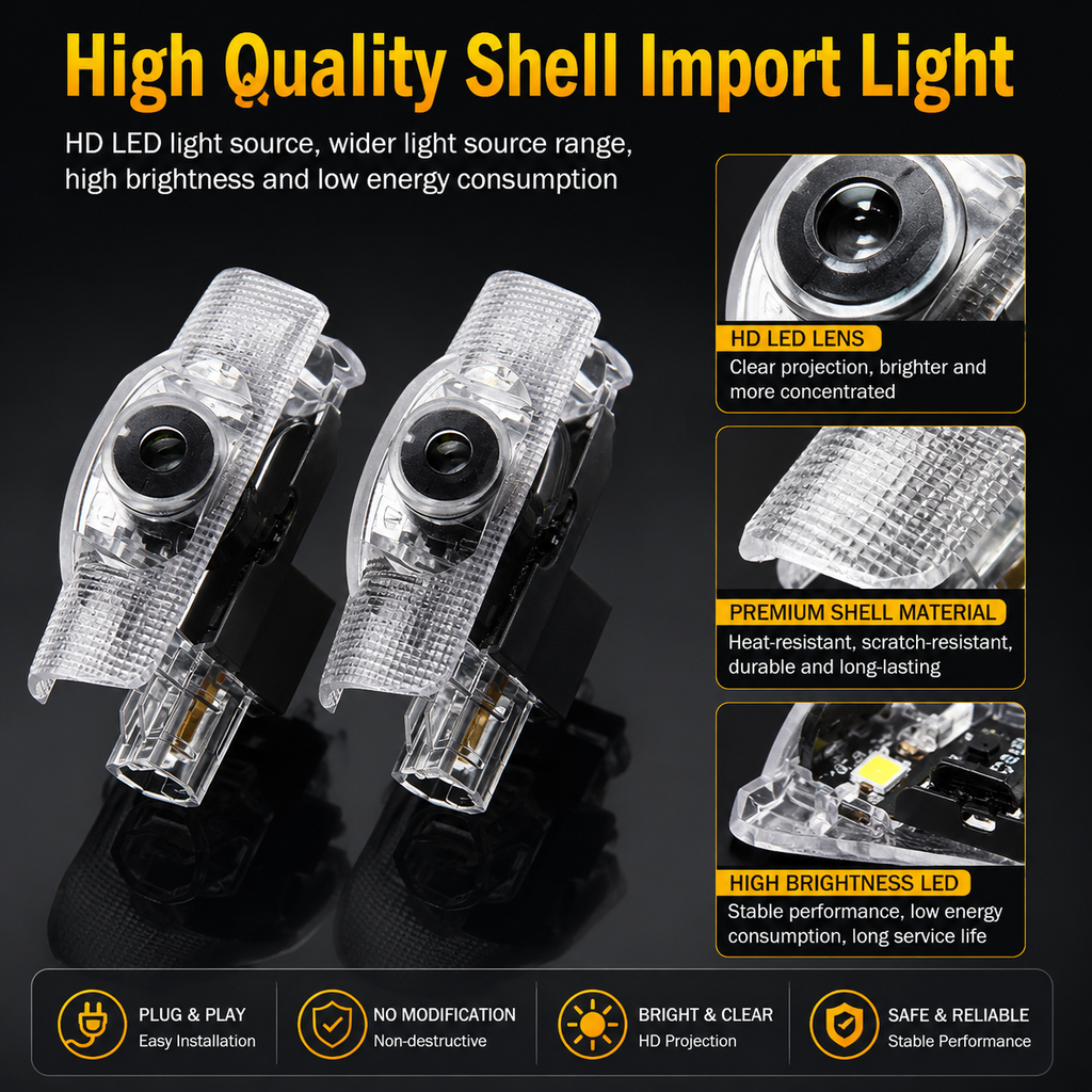 2Pcs HD LED Car Door Logo Projector Lights, Never Fade Welcome Puddle Lights Compatible with Toyota, 3D Shadow Accessories