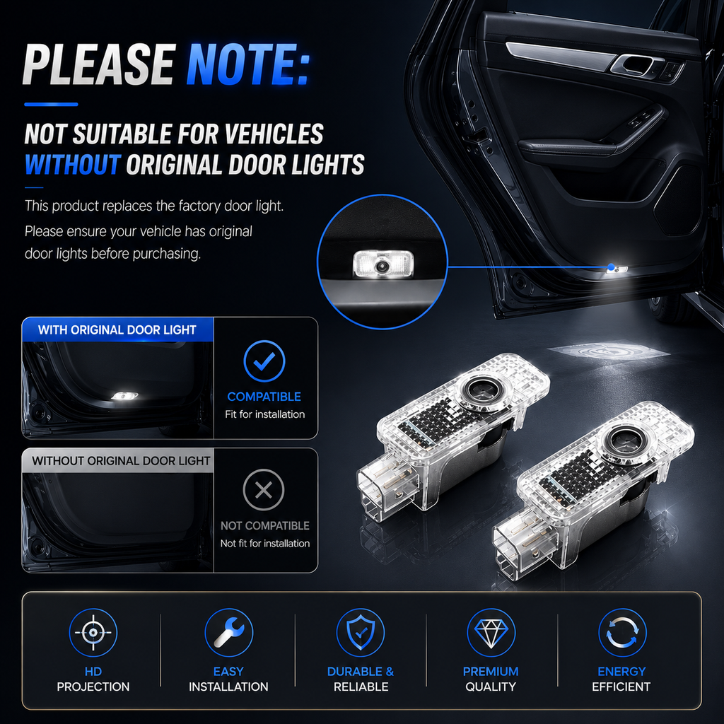 2Pcs Car Door Lights Logo Projector, HD LED Car Welcome Lights Compatible with Audi A1/S1/A3/S3/RS3/A4/S4/RS4/A5/S5/RS5/A6/S6/RS6/A7/S7/RS7/A8/S8/Q2/Q3/Q5/Q7/Q8/e-tron/TT/TTS/TTRS/R8, Wireless Door Puddle Lights, 3D Ghost Shadow Accessories