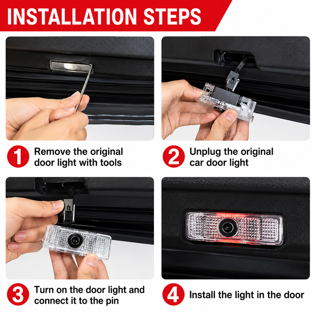 2Pcs HD LED Car Door Logo Projector Lights, Never Fade Welcome Puddle Lights Compatible with BMW, 3D Shadow Door Accessories