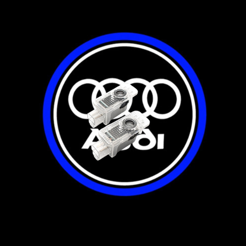 2Pcs HD LED Car Door Logo Projector Lights, Never Fade Welcome Puddle Lights Compatible with Audi, 3D Shadow Door Lights Accessories