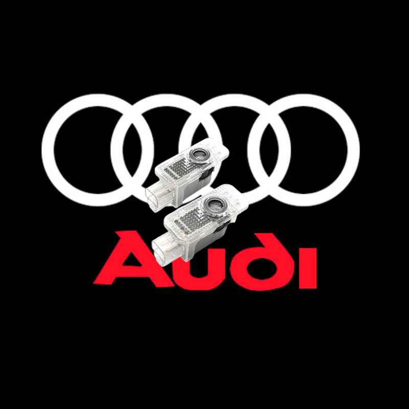 2Pcs HD LED Car Door Logo Projector Lights, Never Fade Welcome Puddle Lights Compatible with Audi, 3D Shadow Door Lights Accessories