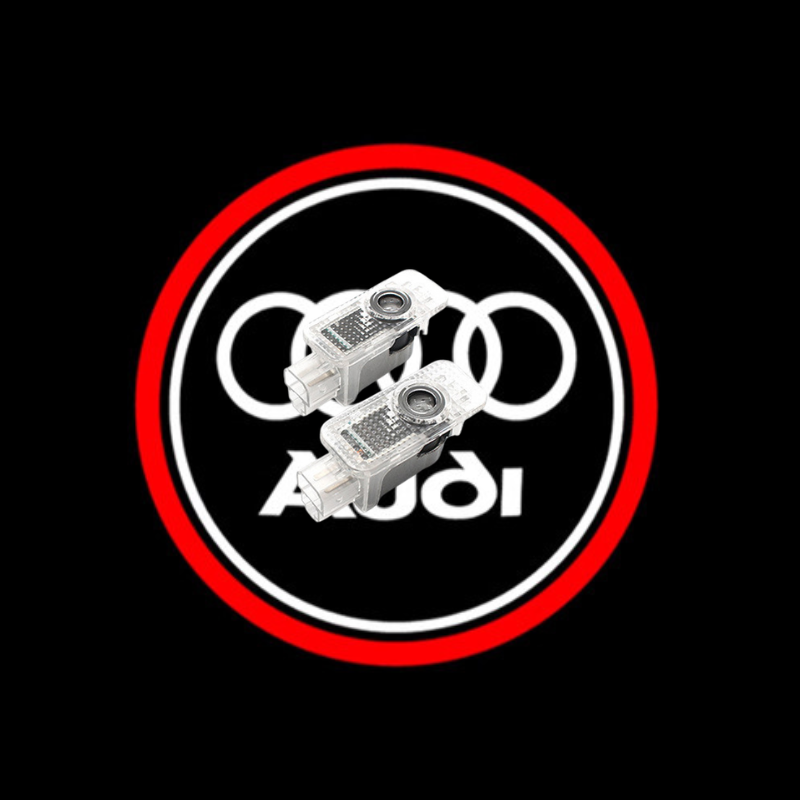 2Pcs HD LED Car Door Logo Projector Lights, Never Fade Welcome Puddle Lights Compatible with Audi, 3D Shadow Door Lights Accessories